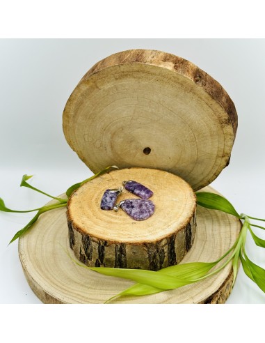 Pendente de lepidolite em aço forma livre para calma emocional, suavização interior e equilíbrio vibracional