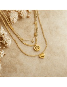 COLLAR TRIPLO ÁRBOL DE LA VIDA ALICE EN ACERO INOXIDABLE