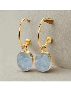 PENDIENTES DE AGUAMARINA ELEGANCE PLATA DORADA