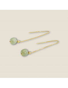 Brincos de jade verde Sofia em aço inoxidável para harmonia do coração, serenidade emocional e prosperidade consciente 2