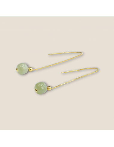 Brincos de jade verde Sofia em aço inoxidável para harmonia do coração, serenidade emocional e prosperidade consciente