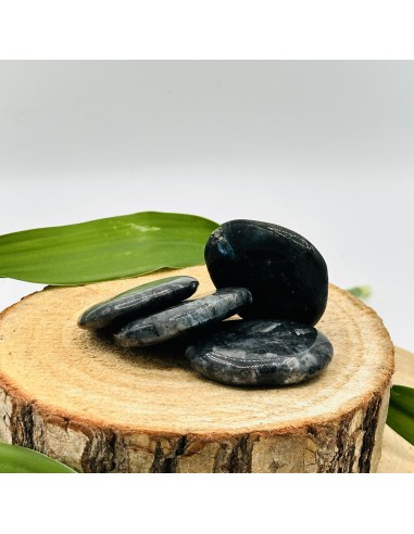 Merlinite rolada plana para integração emocional, clareza interior e equilíbrio entre luz e sombra