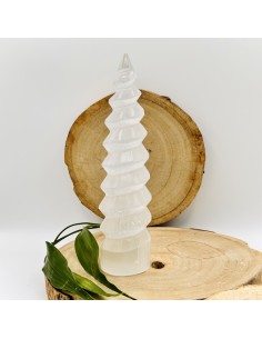 Espiral de selenita para purificación energética, elevación espiritual y claridad vibracional