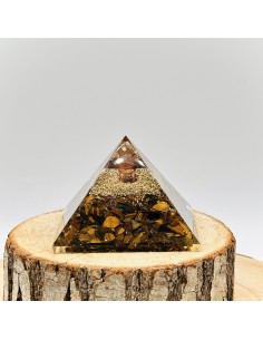 Pirâmide olho de tigre orgonite 7 cm