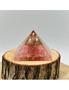 Pirâmide de quartzo rosa orgonite 7 cm