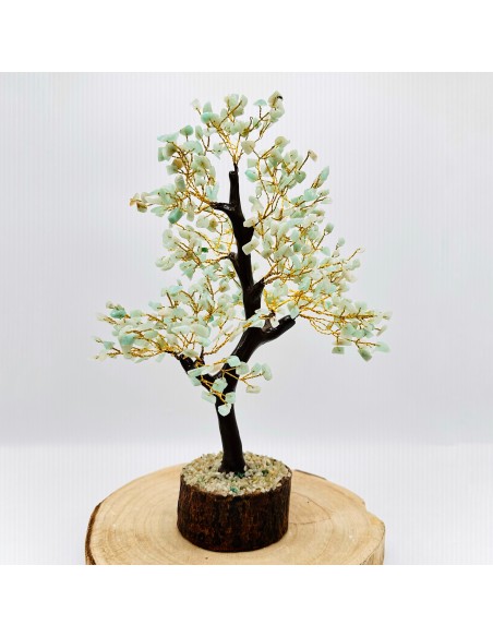 ÁRBOL DE AMAZONITA GRANDE BASE MADERA 30CM
