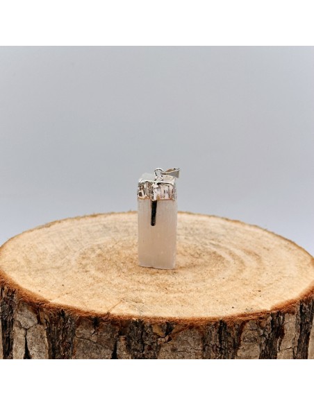 Colgante de selenita con turmalina negra para luz protectora, limpieza energética y equilibrio del campo sutil