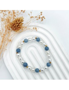 PULSERA DE ANGELITA Y PERLAS 8MM 2