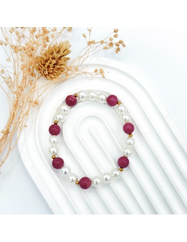 Pulseira de rodonite extra e pérolas para cura emocional, amor próprio e harmonia do coração