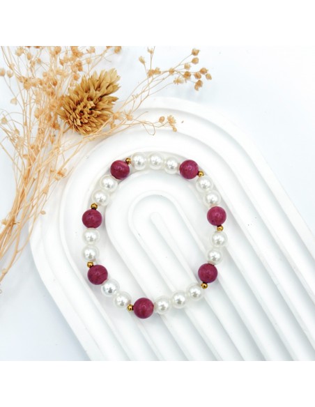 Pulsera de rodonita extra y perlas para sanación emocional, amor propio y armonía del corazón