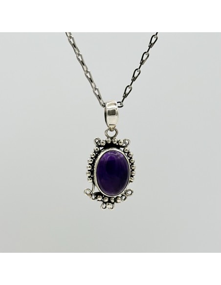 Colgante de amatista Ilda en plata para protección espiritual, serenidad y claridad interior