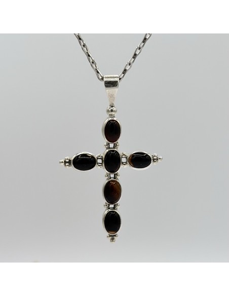 COLGANTE DE ÔNIX CRUZ EN PLATA 925