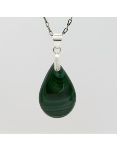 Pendente de malaquite cabochão 3 cm cristal natural