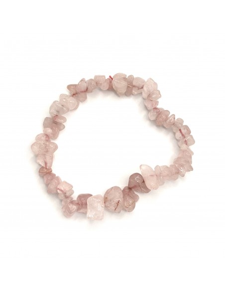 Pulsera de cuarzo rosa chip para amor propio, sanación emocional y armonía del corazón
