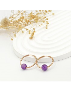 Argolas de ametista em aço joia natural 2
