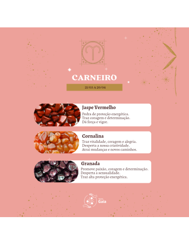 Kit Tenda Gaia com pedras do signo Carneiro para coragem, impulso vital, foco e força de ação consciente.