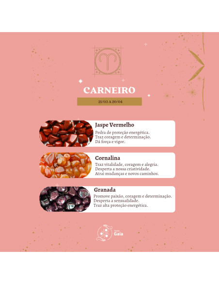Kit Tenda Gaia con piedras del signo Aries para coraje, impulso vital, foco y fuerza de acción consciente.