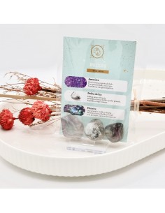 Kit Tenda Gaia com Ametista, Pedra da Lua e Fluorite — pedras do signo Peixes para intuição, proteção e equilíbrio espiritual.