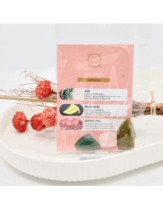 Kit Tenda Gaia com pedras do signo Balança para harmonia emocional, equilíbrio interior e clareza nas relações.