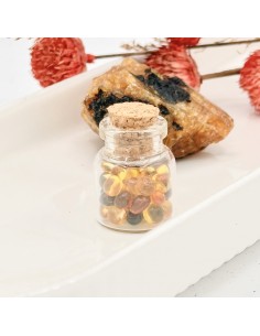 Frasco com âmbar rolado para vitalidade, proteção energética suave e equilíbrio emocional diário.