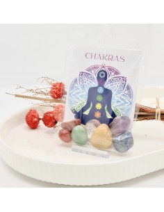Kit 7 Chakras Pedras Roladas (1 a 2cm) — cristais para alinhamento, equilíbrio energético e harmonia do corpo, mente e espírito.