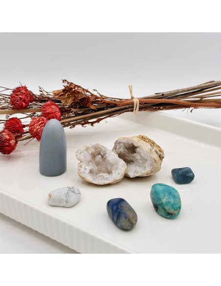 Kit Buenos Sueños niño con cristales para tranquilidad emocional, protección suave y noches de sueño sereno.