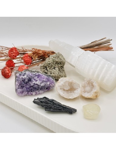 Kit de cristales para la entrada de la casa para protección energética, limpieza del ambiente y armonización vibracional.