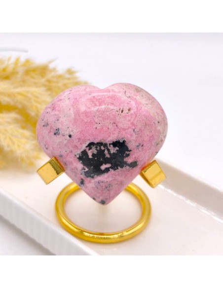 Corazón de rodonita para sanación emocional profunda, amor propio y armonía del corazón