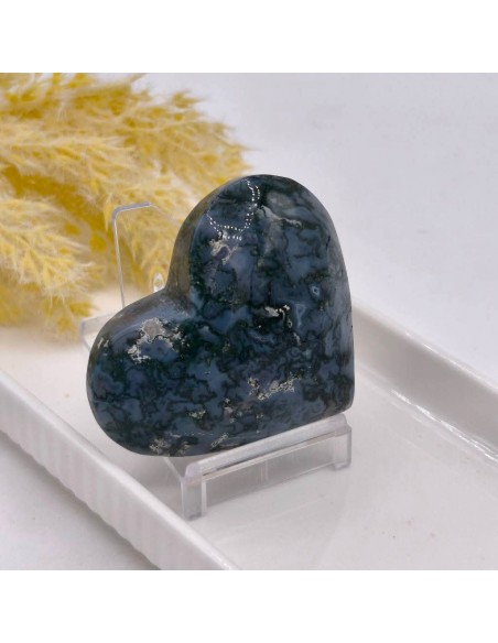 Coração de ágata musgo 5 a 6 cm pedra natural