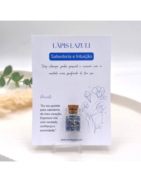 Frasco de intenção e manifestação com lápis lazuli pedra natural