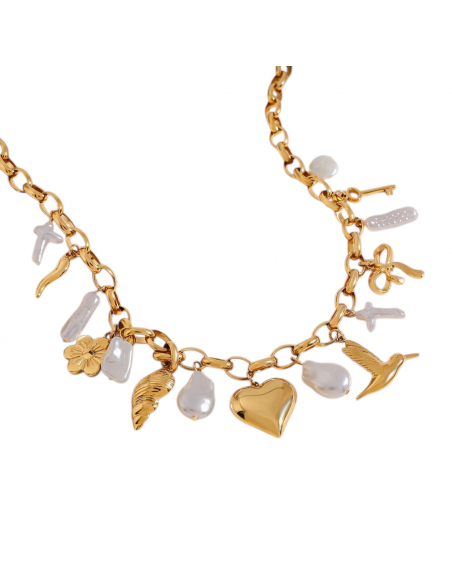 Collar de acero inoxidable Alegría para promover ligereza emocional, positividad y expresión interior consciente.