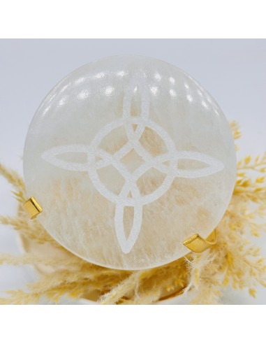 Base de selenite nó de bruxa para proteção energética, limpeza vibracional e elevação da consciência