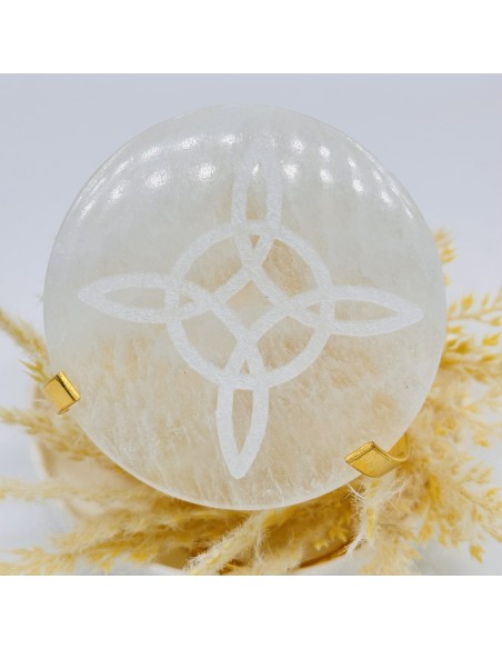 Base de Selenite Nó de Bruxa 10 cm | Tenda Gaia