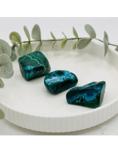 Malaquita con Crisocola Rolada — cristal natural de sanación, equilibrio emocional y conexión con la sabiduría interior. 2