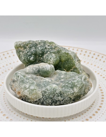 Prehnite em bruto para intuição profunda, cura do coração e serenidade interior