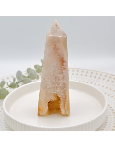 Punta de ágata rosa para sanación emocional, suavidad interior y armonía del corazón