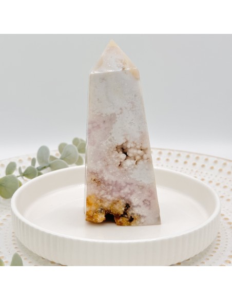 Punta de ágata rosa LR20 que activa amor propio, calma emocional y armonía vibracional