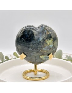 Coração de labradorite para proteção energética, fortalecimento da intuição e clareza espiritual