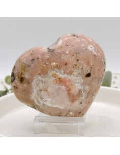 Coração de Opala Rosa — cristal de amor, serenidade e cura emocional que acalma o coração e desperta a ternura interior.