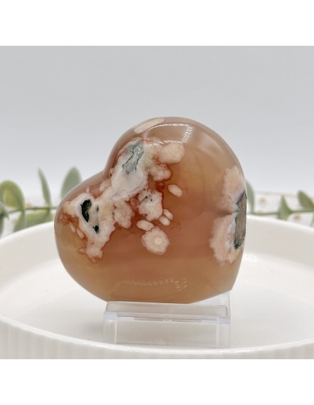 Coração de ágata flor 4 a 5 cm pedra natural
