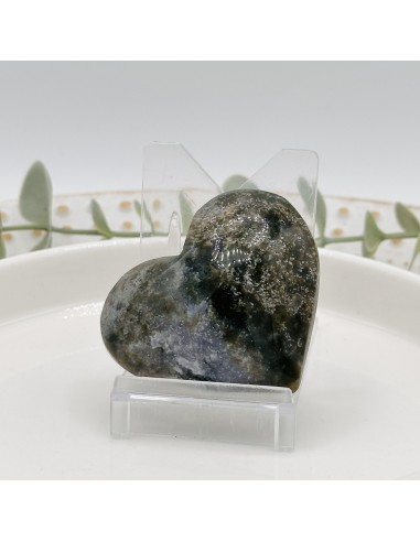 Corazón de ágata musgo de 3 a 4 cm para renovación interior, equilibrio emocional y conexión con la energía de la naturaleza.