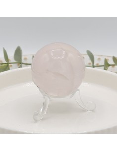 Esfera de quartzo rosa média que ativa o amor próprio promove cura emocional e suaviza a energia do coração