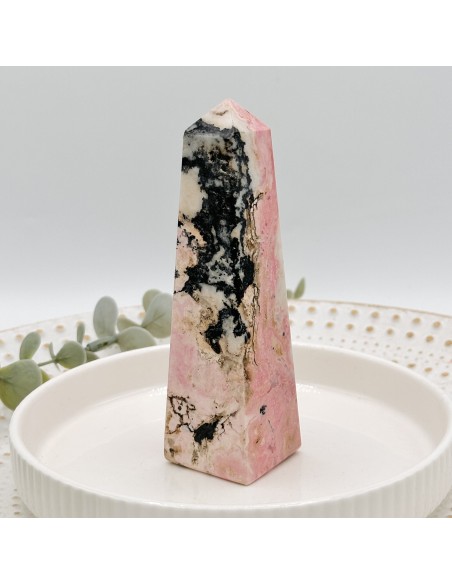 Obelisco de rodonite pedra natural de equilíbrio emocional