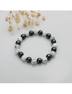 PULSERA DE HEMATITA Y MAGNESITA 8MM