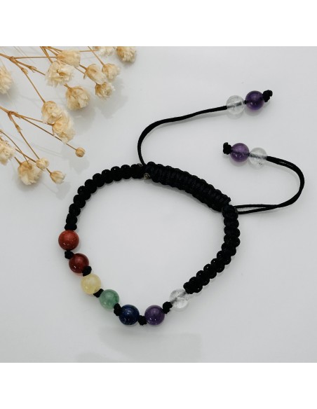 Pulseira 7 chakras macramé para alinhamento energético, proteção vibracional e equilíbrio interior
