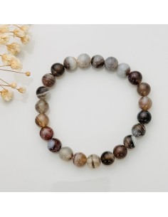 Pulsera de ágata Botswana 8 mm para confort emocional, estabilidad vibracional y equilibrio interior