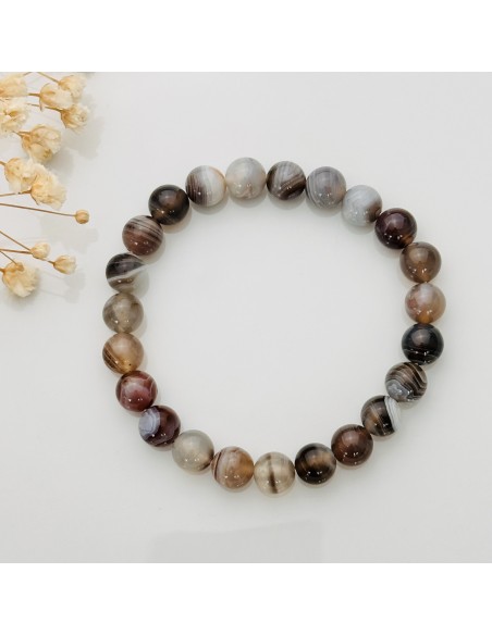 Pulseira de ágata Botswana 8mm para conforto emocional, estabilidade vibracional e equilíbrio interior