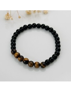 PULSERA DE OBSIDIANA Y OJO DE TIGRE 6MM