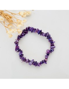 Pulseira de charoite chip extra para transformação interior, proteção espiritual e clareza da consciência