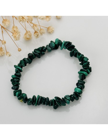 Pulseira de malaquite chip pedra natural